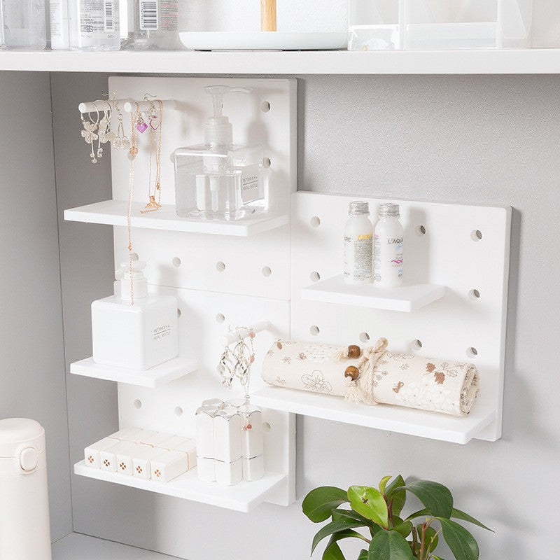 No punch Wall Shelf Storage Rack Organizer Home Decor Kitchen Bedroom Hanging Wall Pegboard Storage Rack Hole Board