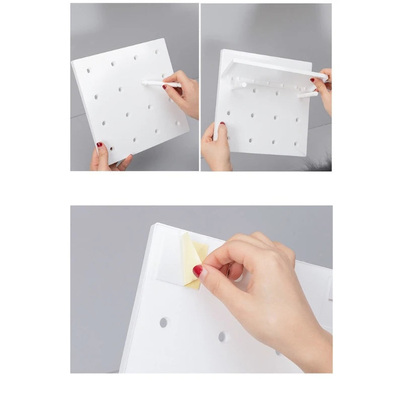 No punch Wall Shelf Storage Rack Organizer Home Decor Kitchen Bedroom Hanging Wall Pegboard Storage Rack Hole Board