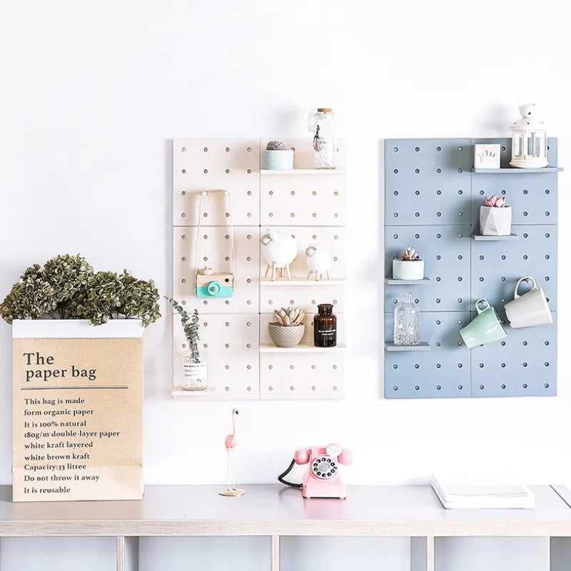 No punch Wall Shelf Storage Rack Organizer Home Decor Kitchen Bedroom Hanging Wall Pegboard Storage Rack Hole Board
