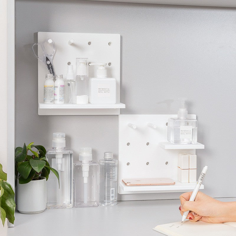 No punch Wall Shelf Storage Rack Organizer Home Decor Kitchen Bedroom Hanging Wall Pegboard Storage Rack Hole Board