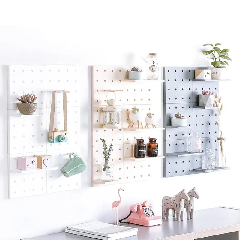 No punch Wall Shelf Storage Rack Organizer Home Decor Kitchen Bedroom Hanging Wall Pegboard Storage Rack Hole Board