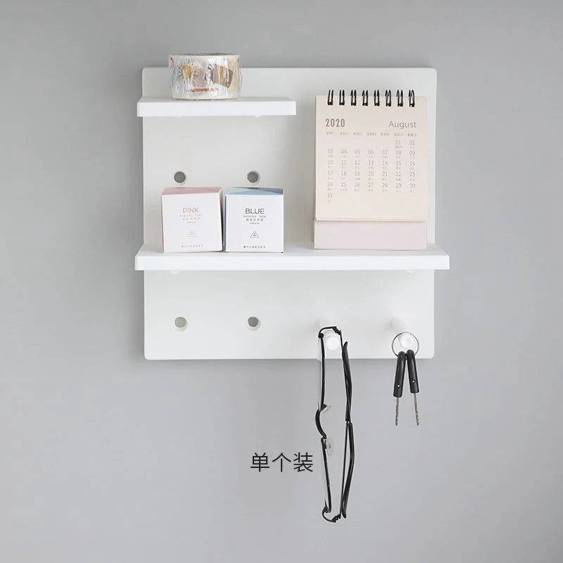 No punch Wall Shelf Storage Rack Organizer Home Decor Kitchen Bedroom Hanging Wall Pegboard Storage Rack Hole Board